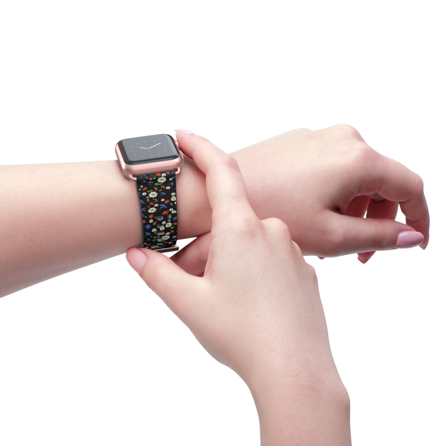 Floral Watch Band Black