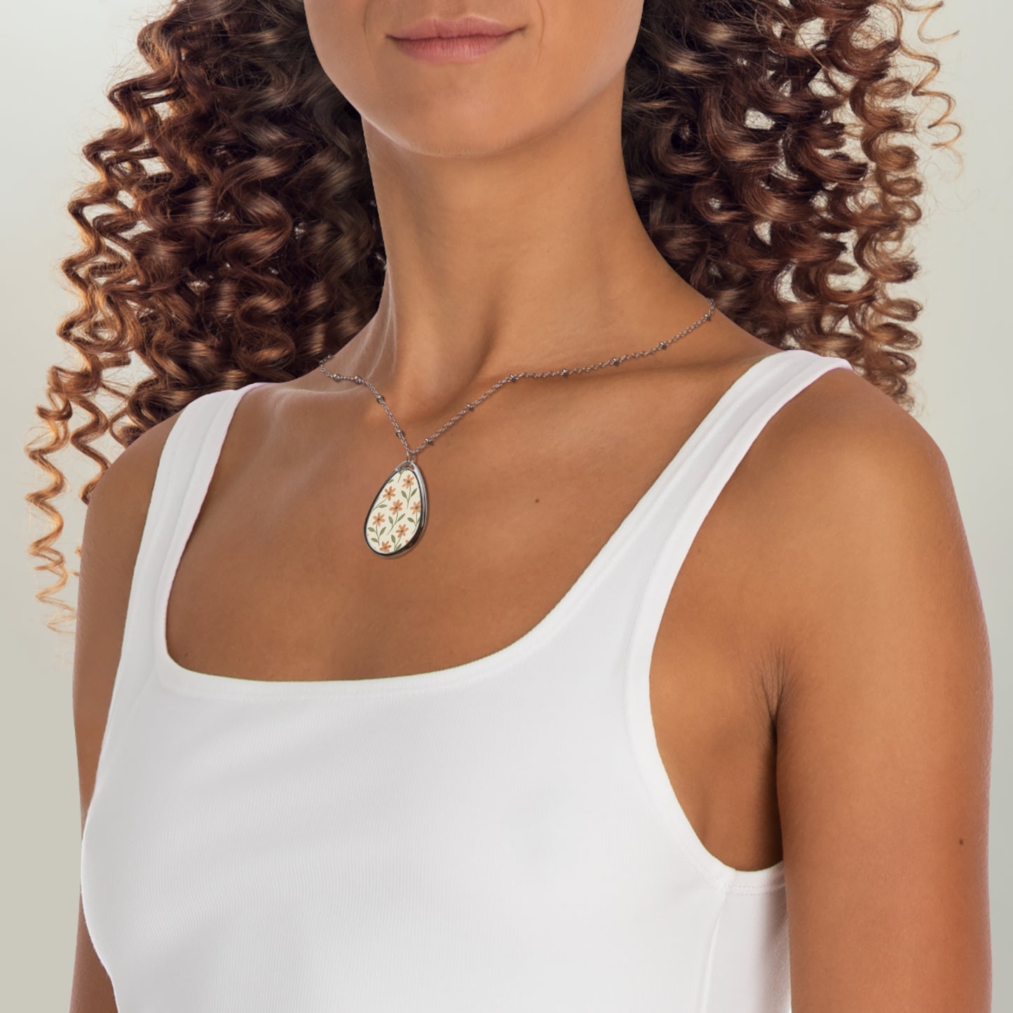 Meadow Bloom - Oval Necklace - Rose Glow