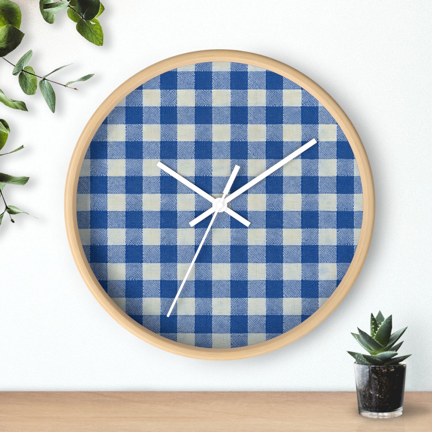 Heritage Check Wall Clock - Blue