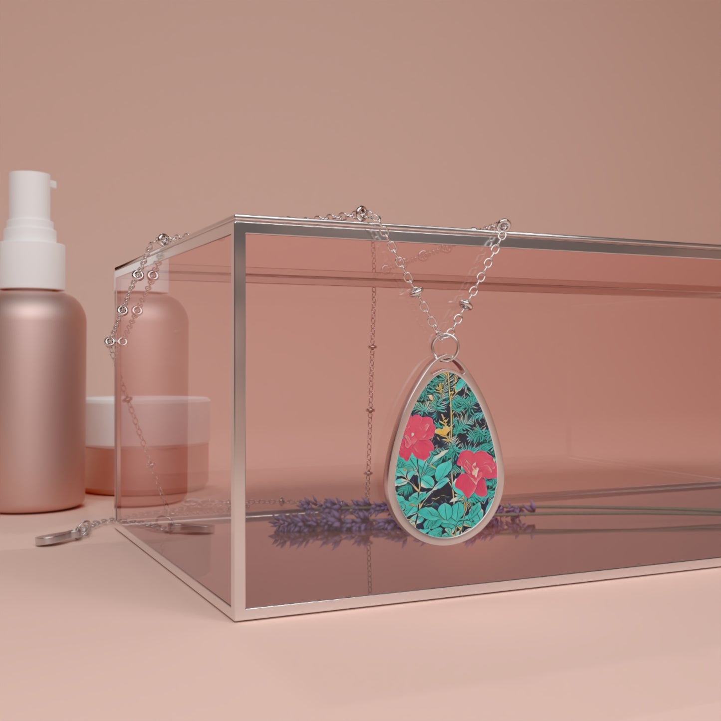 Flowers (Original Photo Edit) Oval Necklace