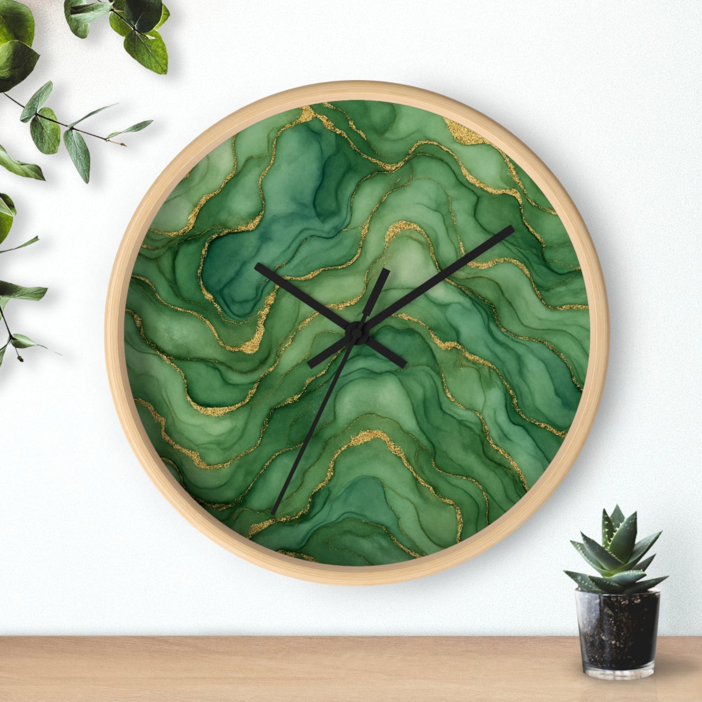 Marbled Flow Wall Clock – Verdant Layer