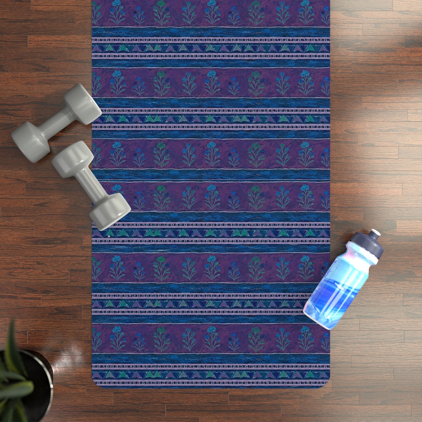 Yoga Mat — Boho Indigo Tribal Pattern Non-Slip Rubber Yoga Mat
