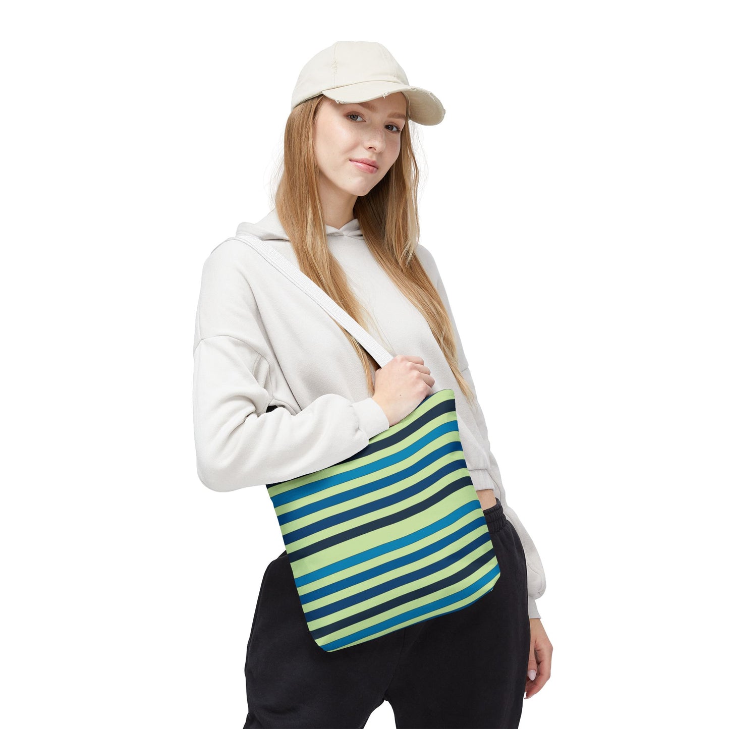 Green/Blue Ocean Breeze StripesTote Bag