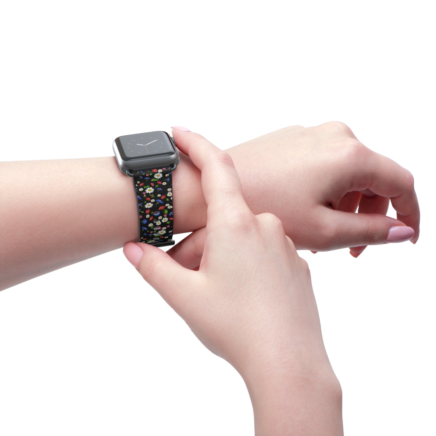 Floral Watch Band Black