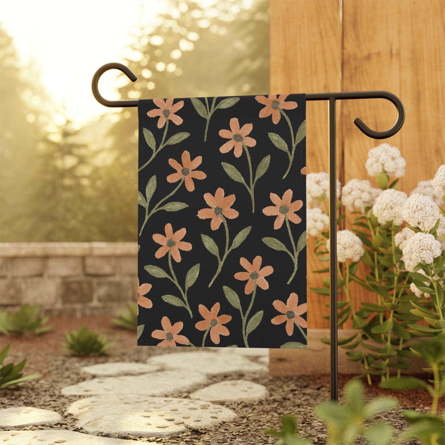 Floral Garden Banner - Black and Yellow Flower Design for Home Decor