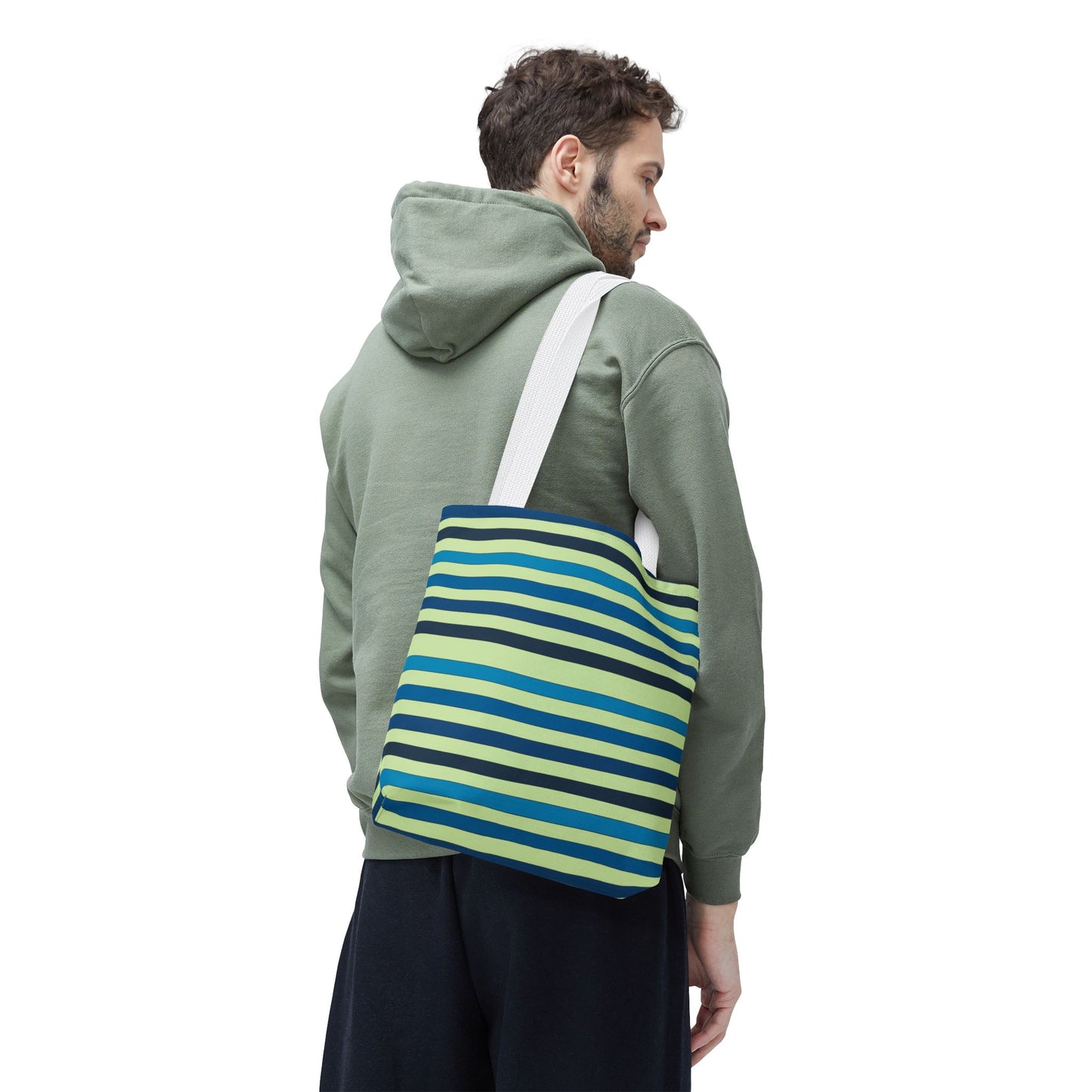 Green/Blue Ocean Breeze StripesTote Bag