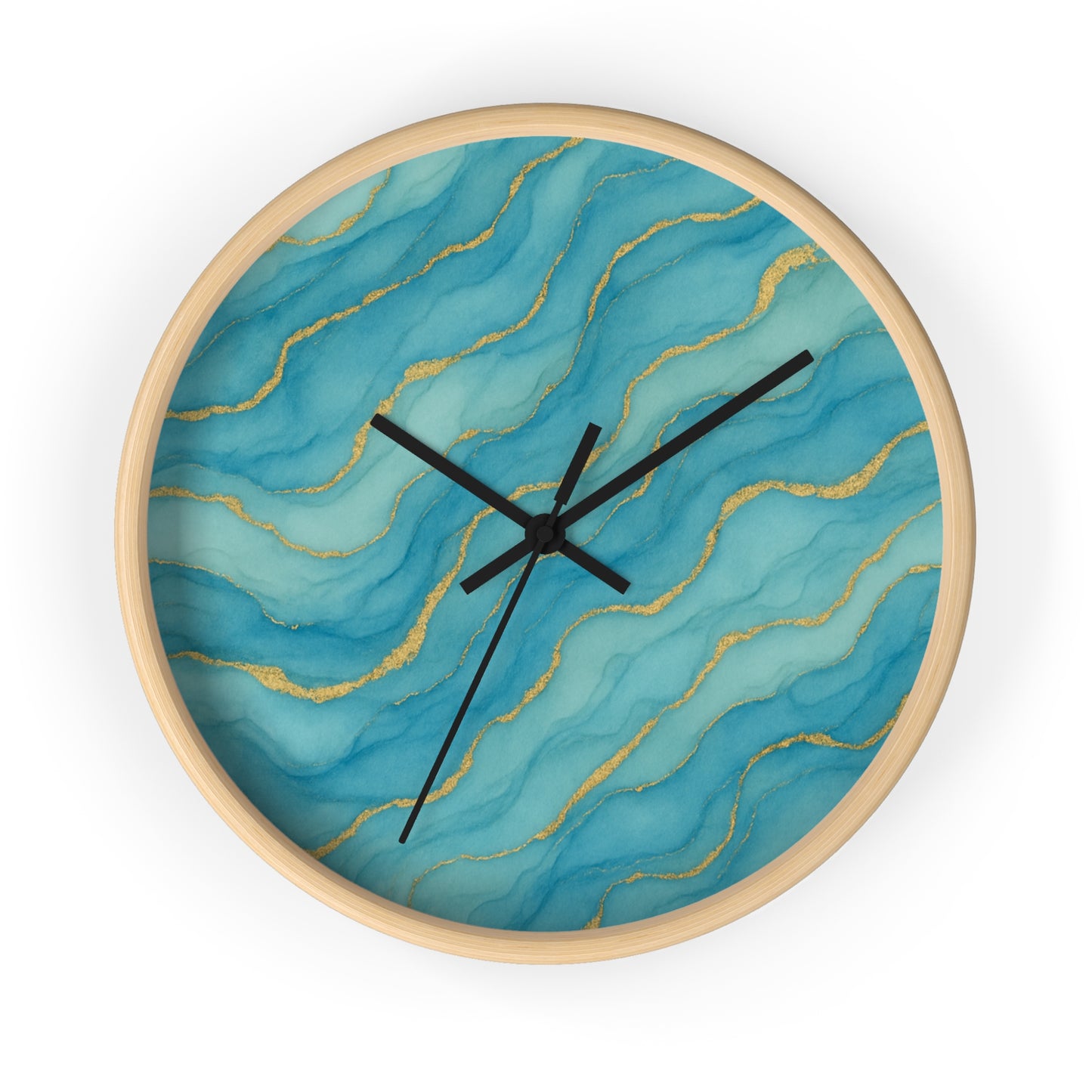 Marbled Flow Wall Clock – Aqua Vein