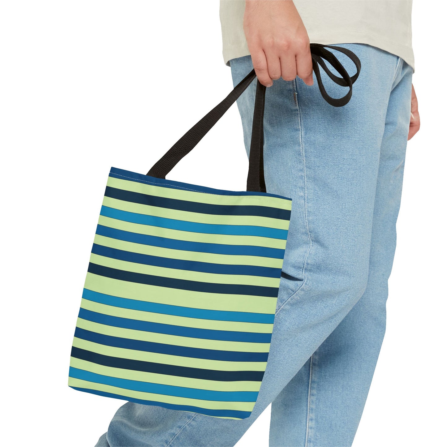 Green/Blue Ocean Breeze StripesTote Bag