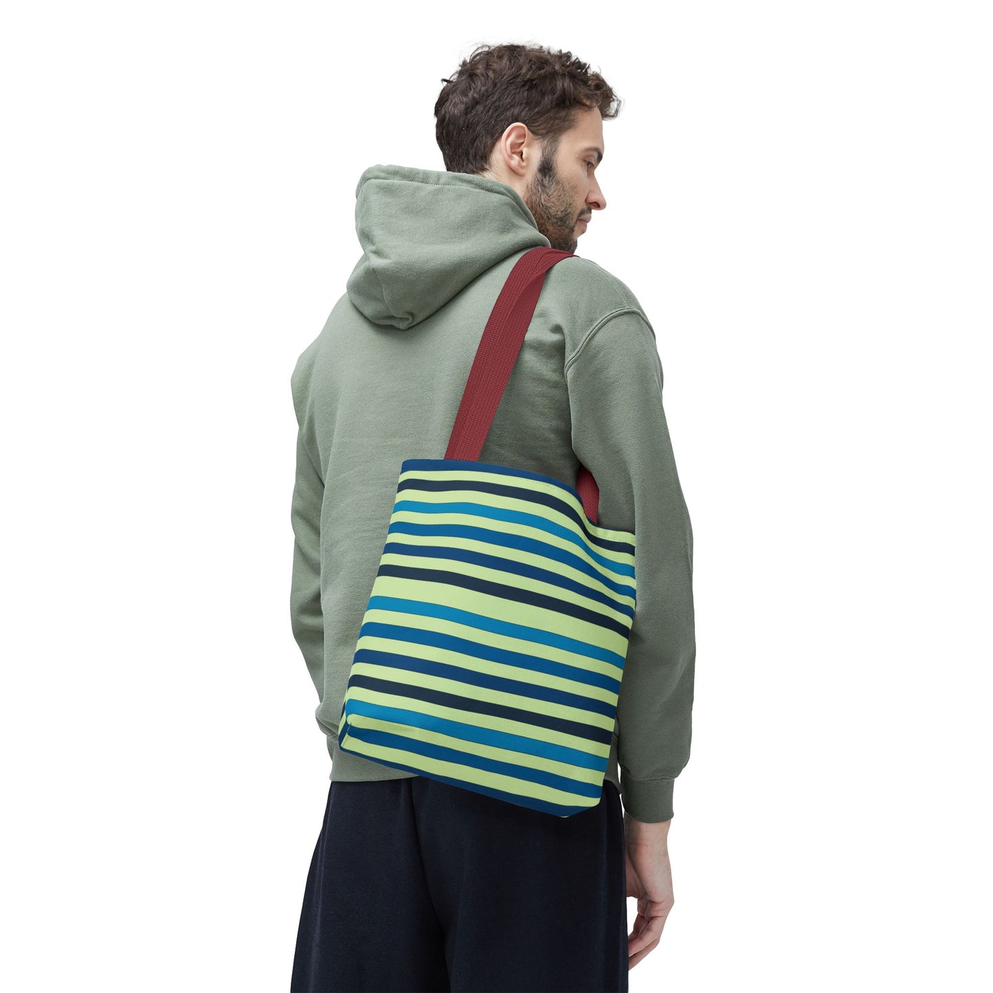 Green/Blue Ocean Breeze StripesTote Bag