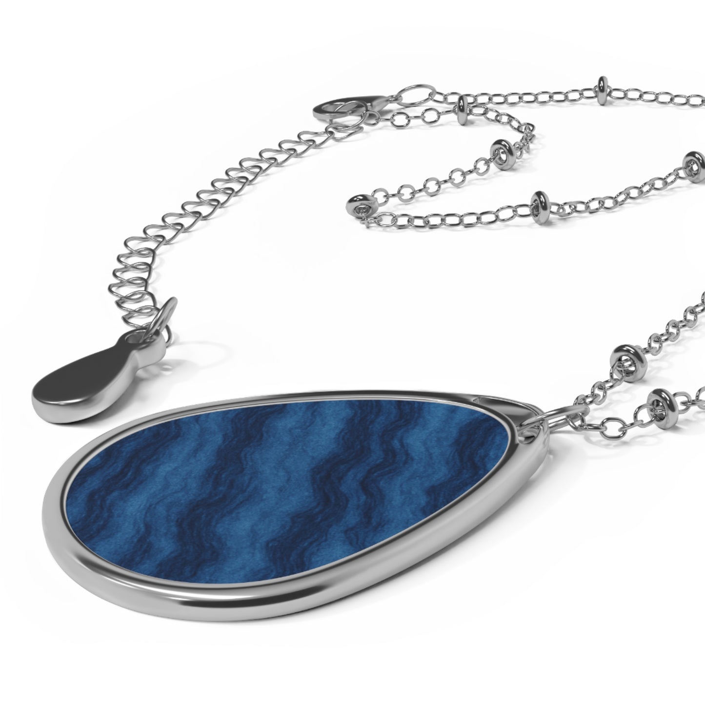 Wavy Stride Oval Necklace – Deep Indigo