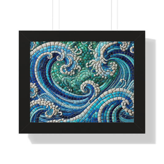 Ocean Waves Mosaic Framed Poster