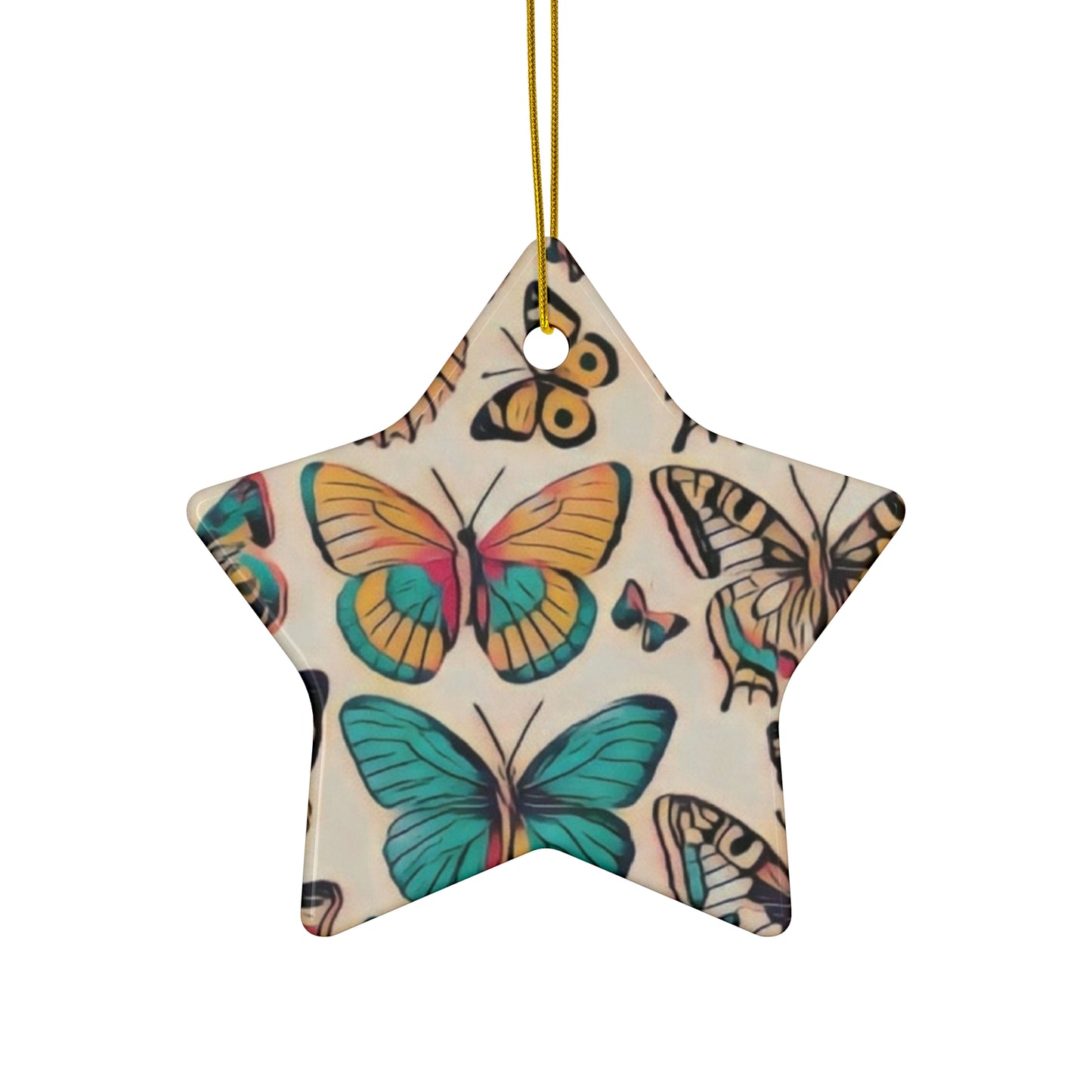 Butterfly Bliss Ceramic Ornament, 4 Shapes