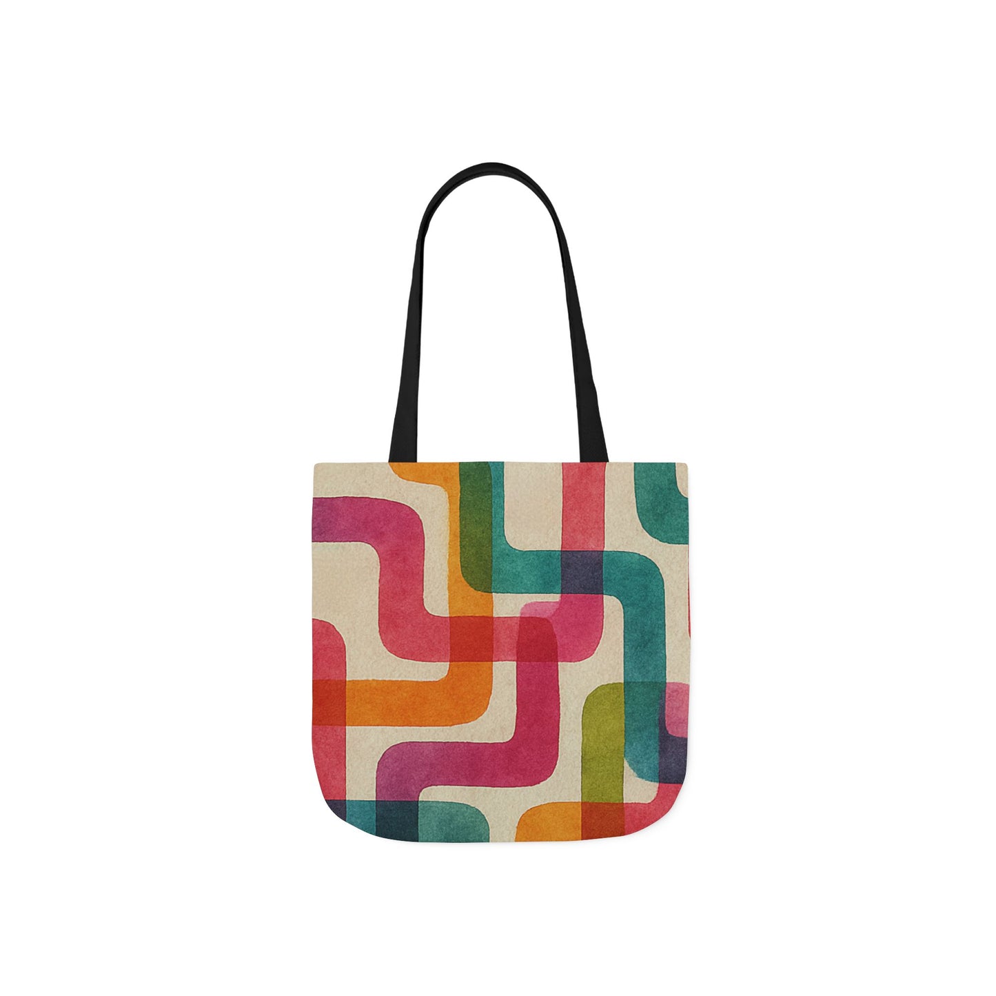 Retro Color Curves Canvas Tote Bag with 5-Color Straps -