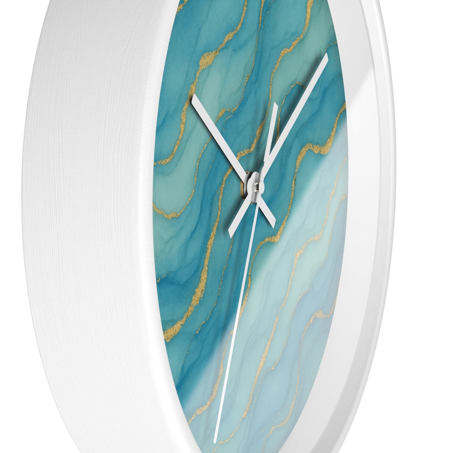 Marbled Flow Wall Clock – Aqua Vein