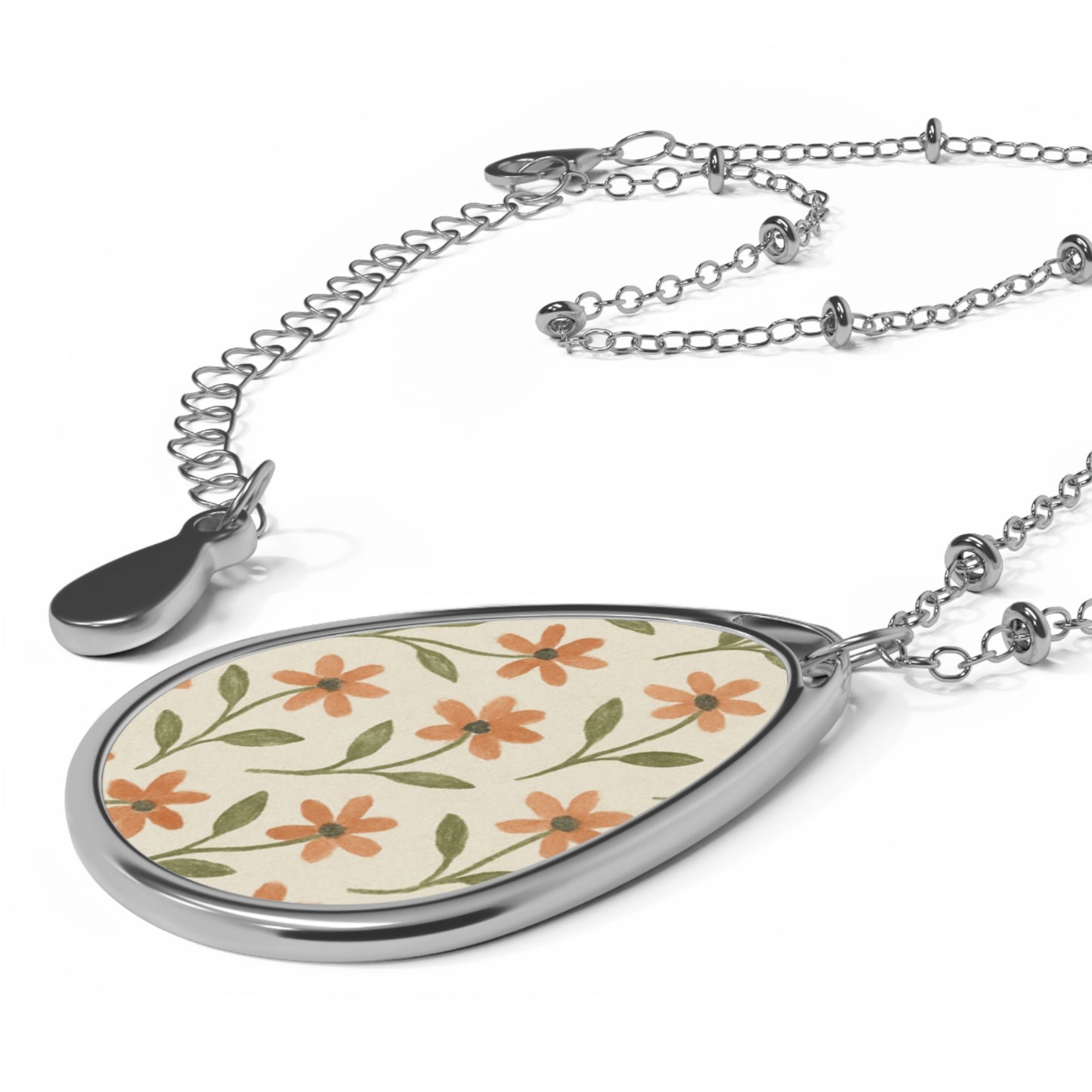 Meadow Bloom - Oval Necklace - Rose Glow