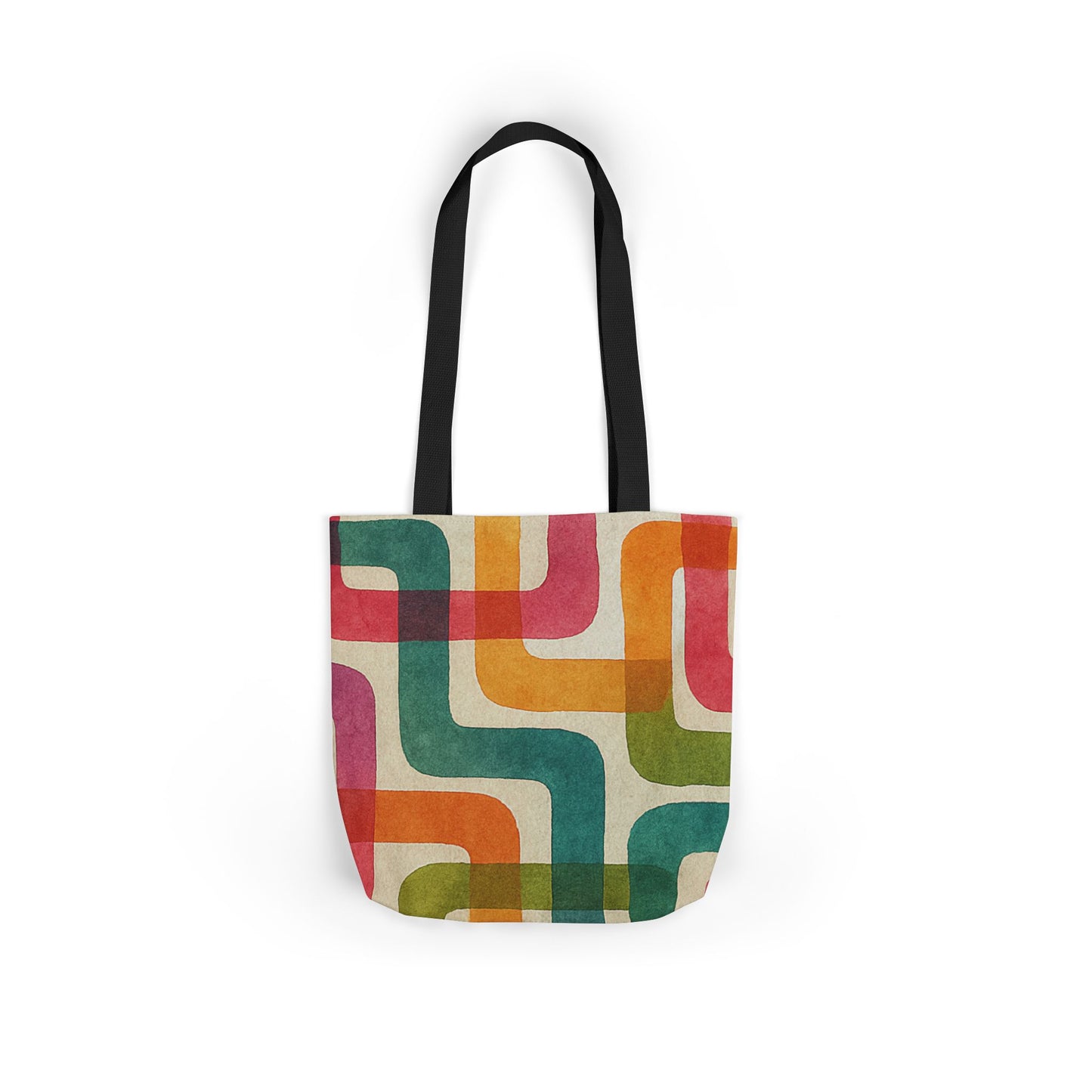 Retro Color Curves Canvas Tote Bag with 5-Color Straps -