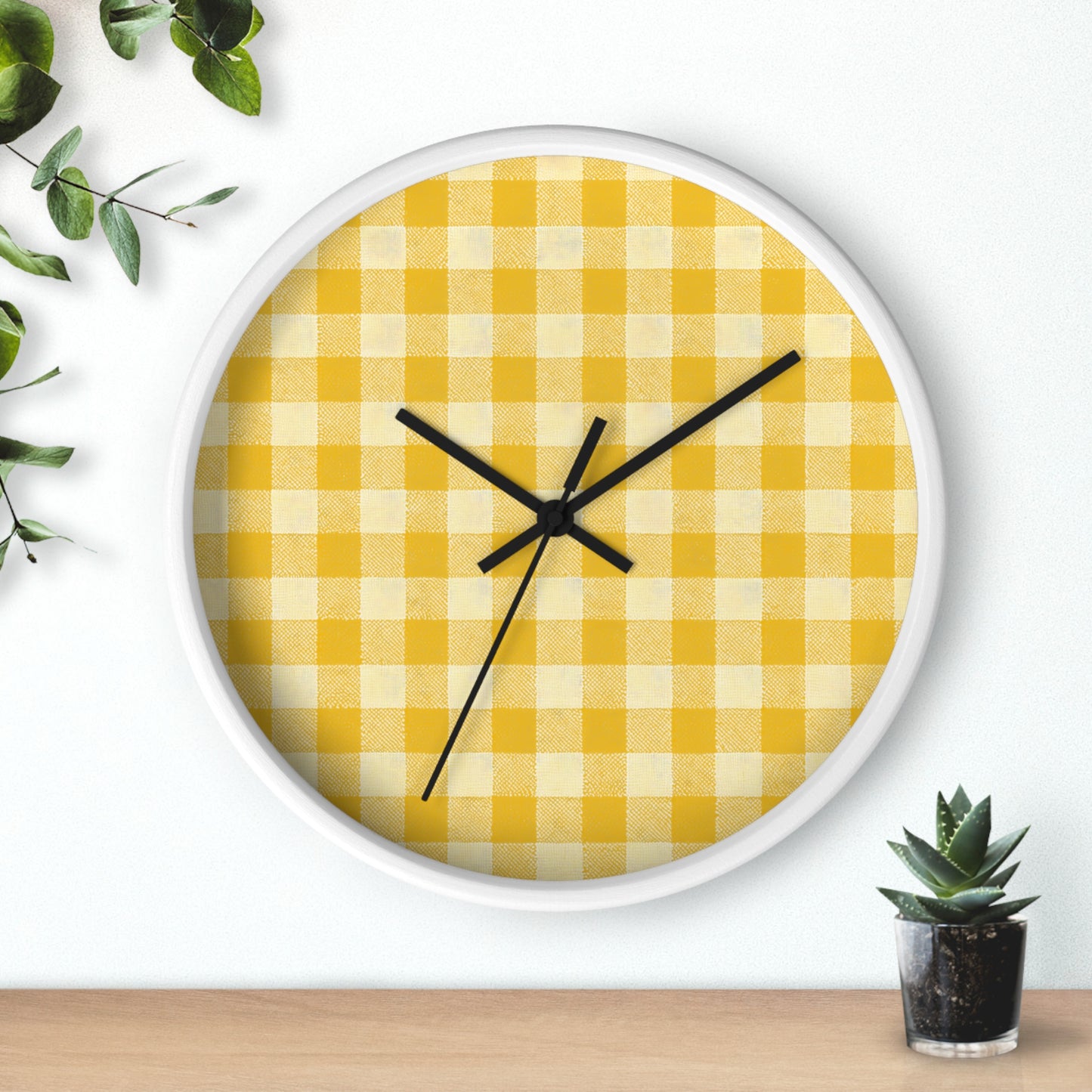 Heritage Check Wall Clock - Yellow