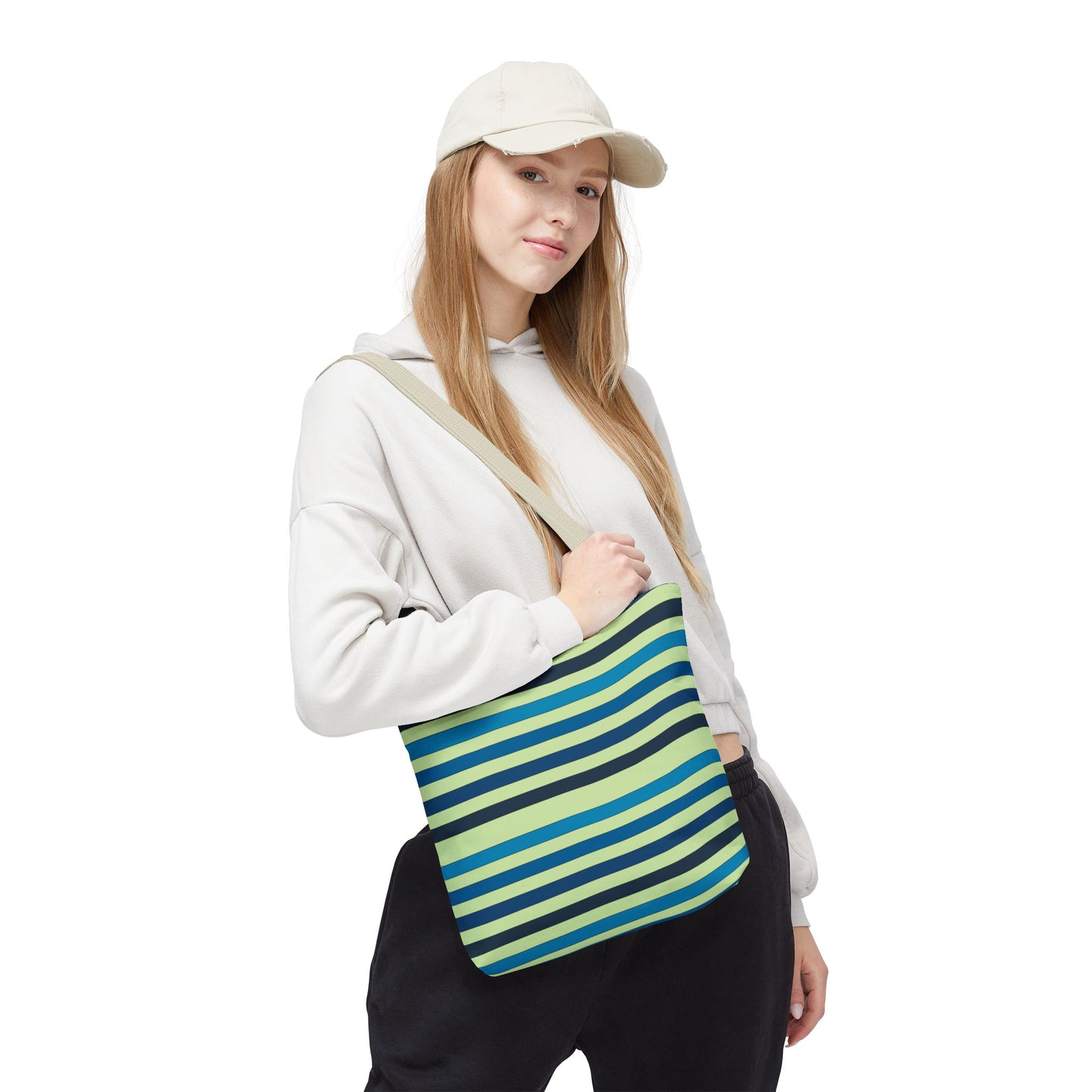 Green/Blue Ocean Breeze StripesTote Bag
