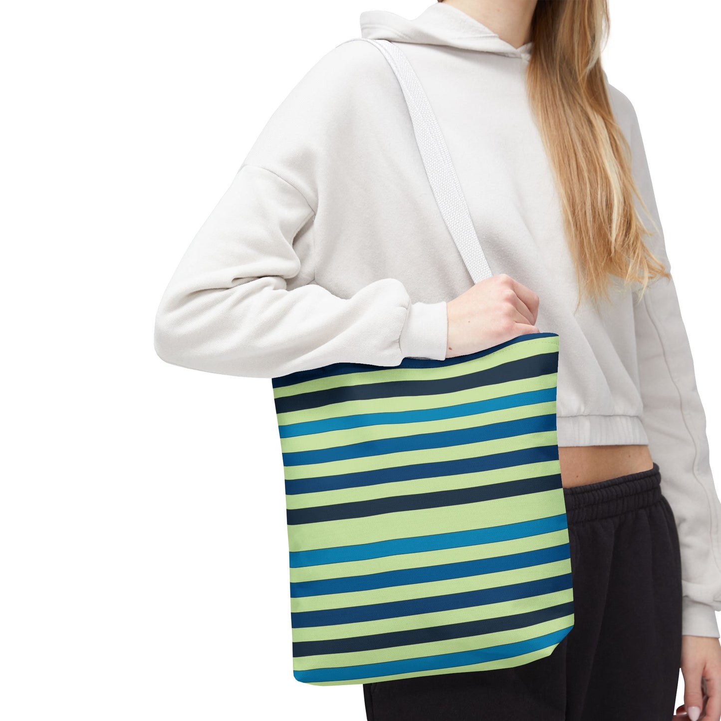 Green/Blue Ocean Breeze StripesTote Bag
