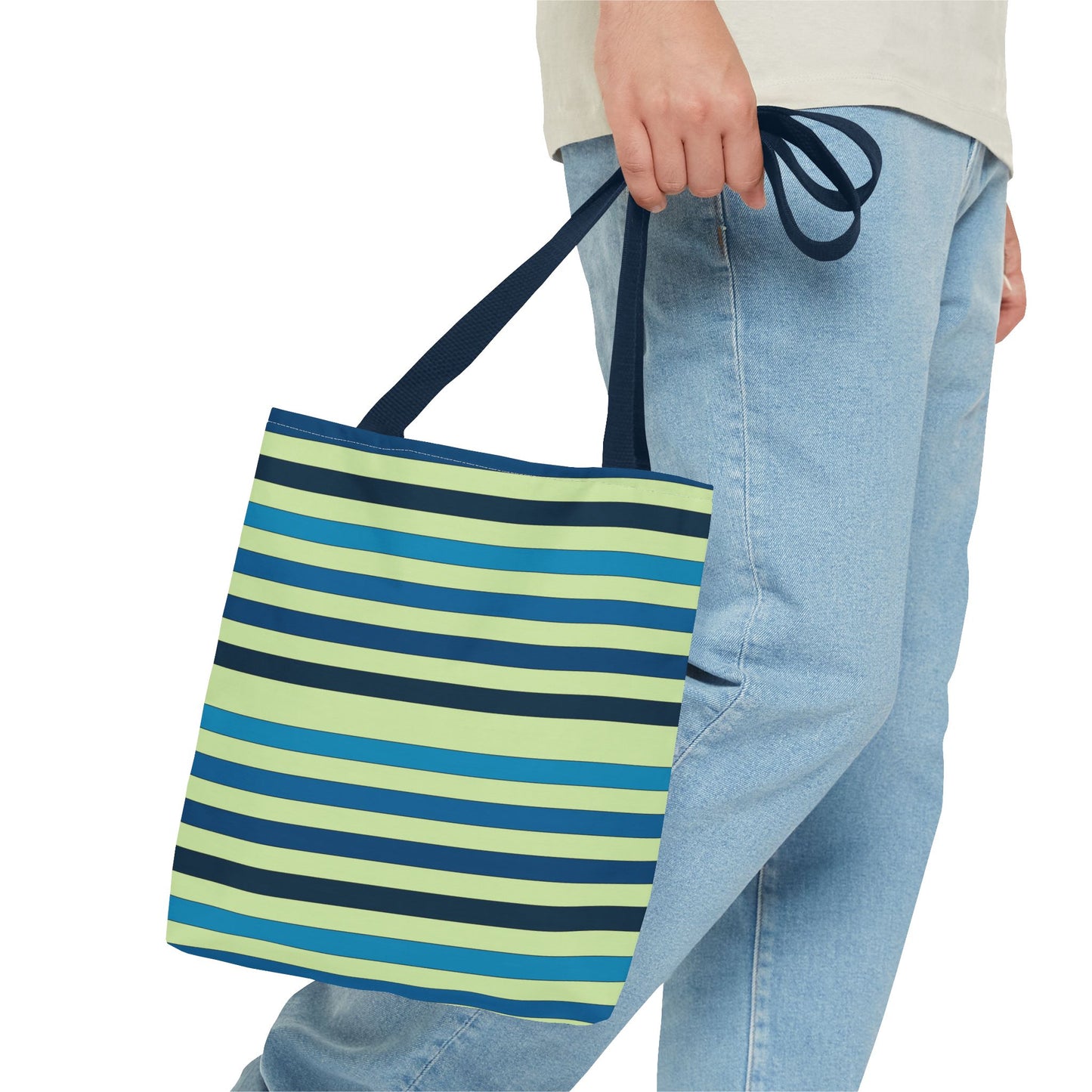 Green/Blue Ocean Breeze StripesTote Bag