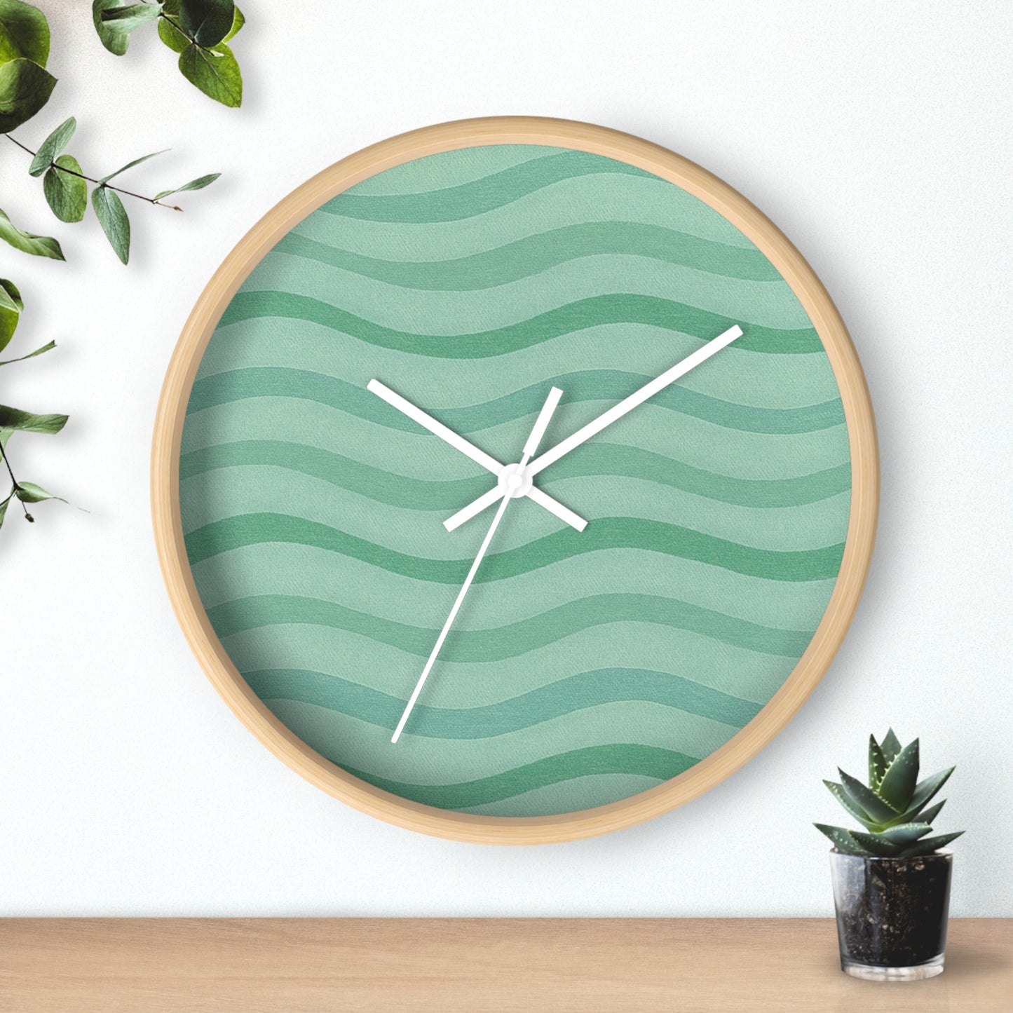 Wavy Stride Wall Clock - Green Meadow