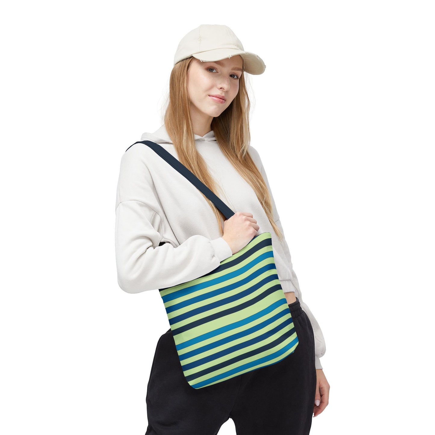 Green/Blue Ocean Breeze StripesTote Bag