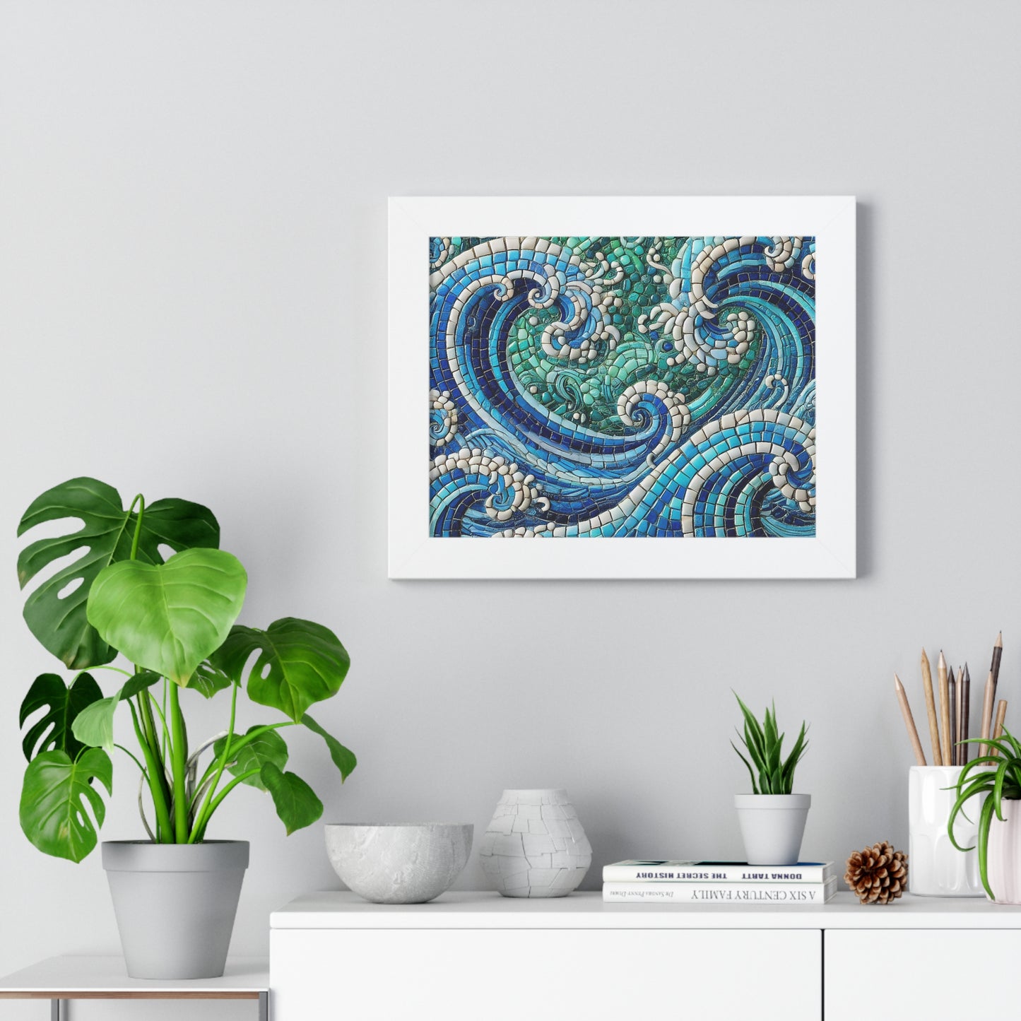 Ocean Waves Mosaic Framed Poster