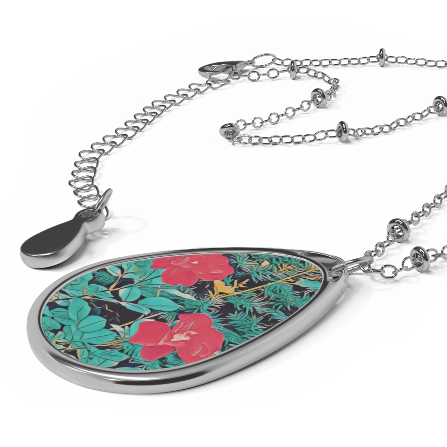 Flowers (Original Photo Edit) Oval Necklace
