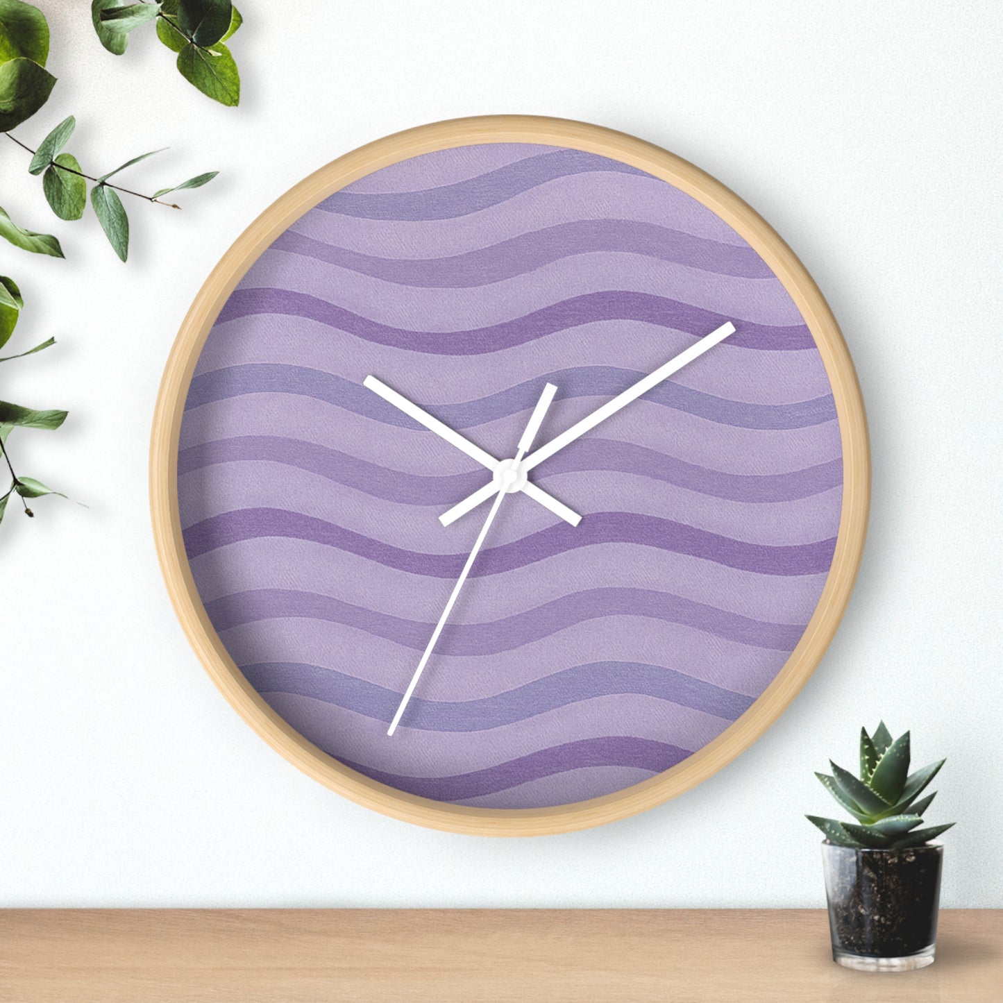 Wavy Stride Wall Clock - Lavender Dusk