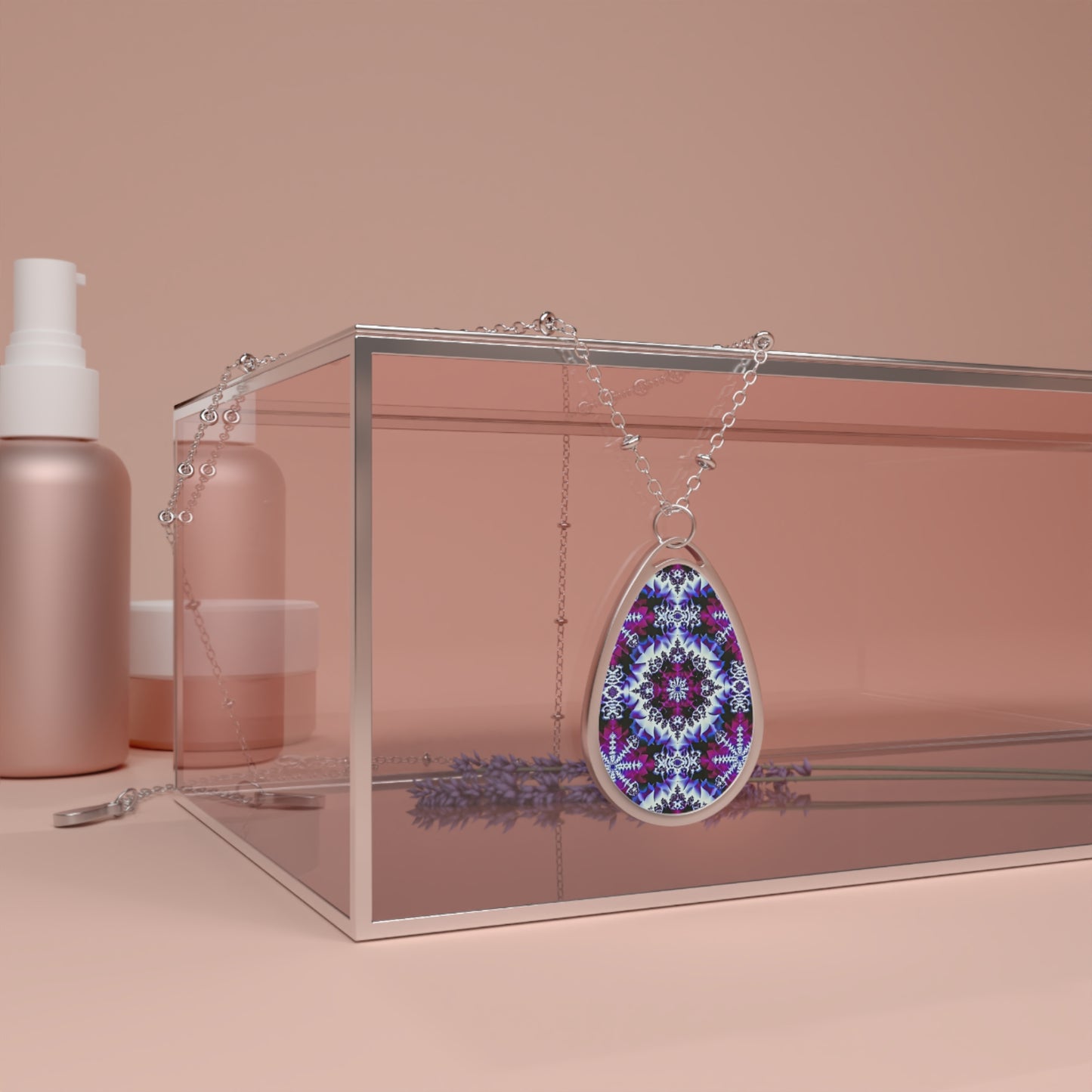 Colorful Mandala Oval Necklace for Boho Style Lovers