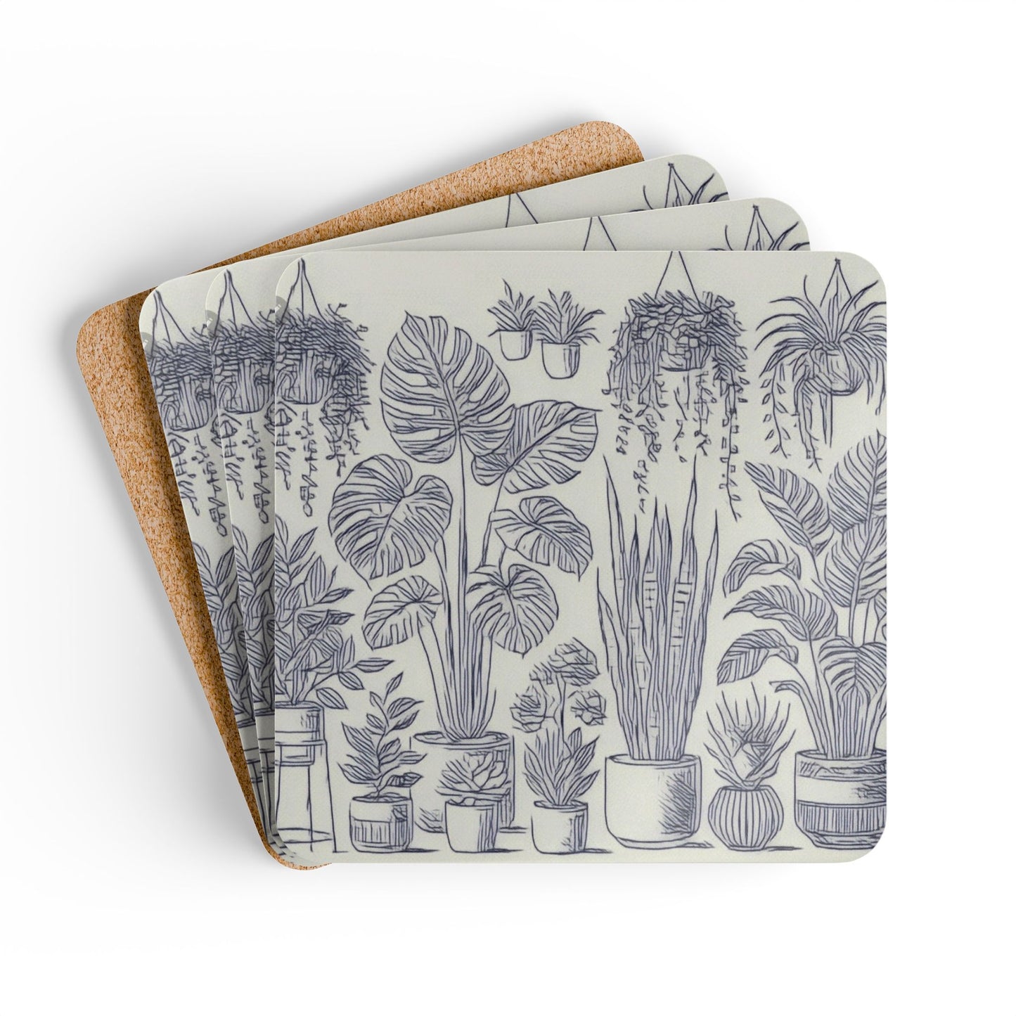 Botanical Breeze Corkwood Coaster Set