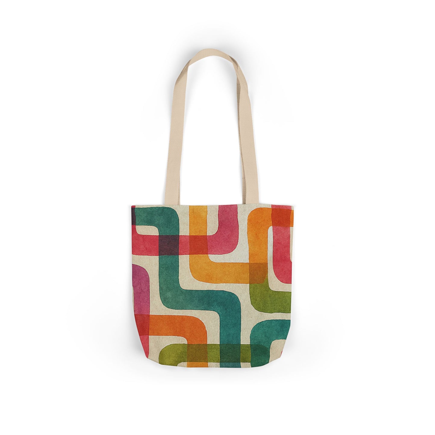 Retro Color Curves Canvas Tote Bag with 5-Color Straps -