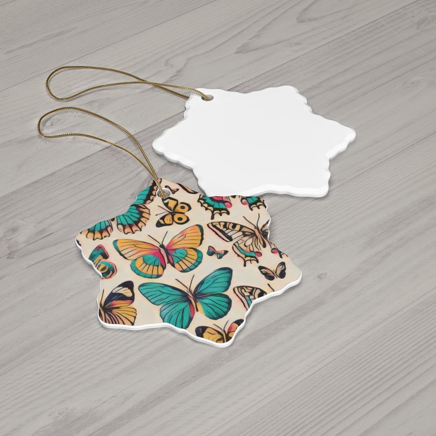 Butterfly Bliss Ceramic Ornament, 4 Shapes