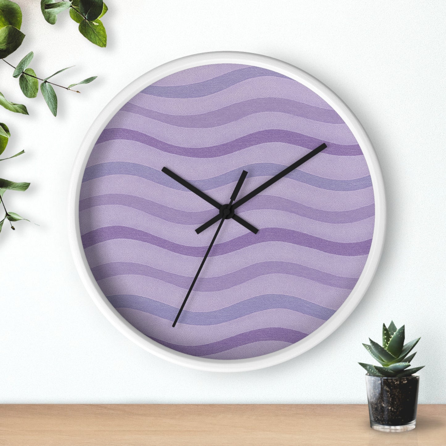 Wavy Stride Wall Clock - Lavender Dusk