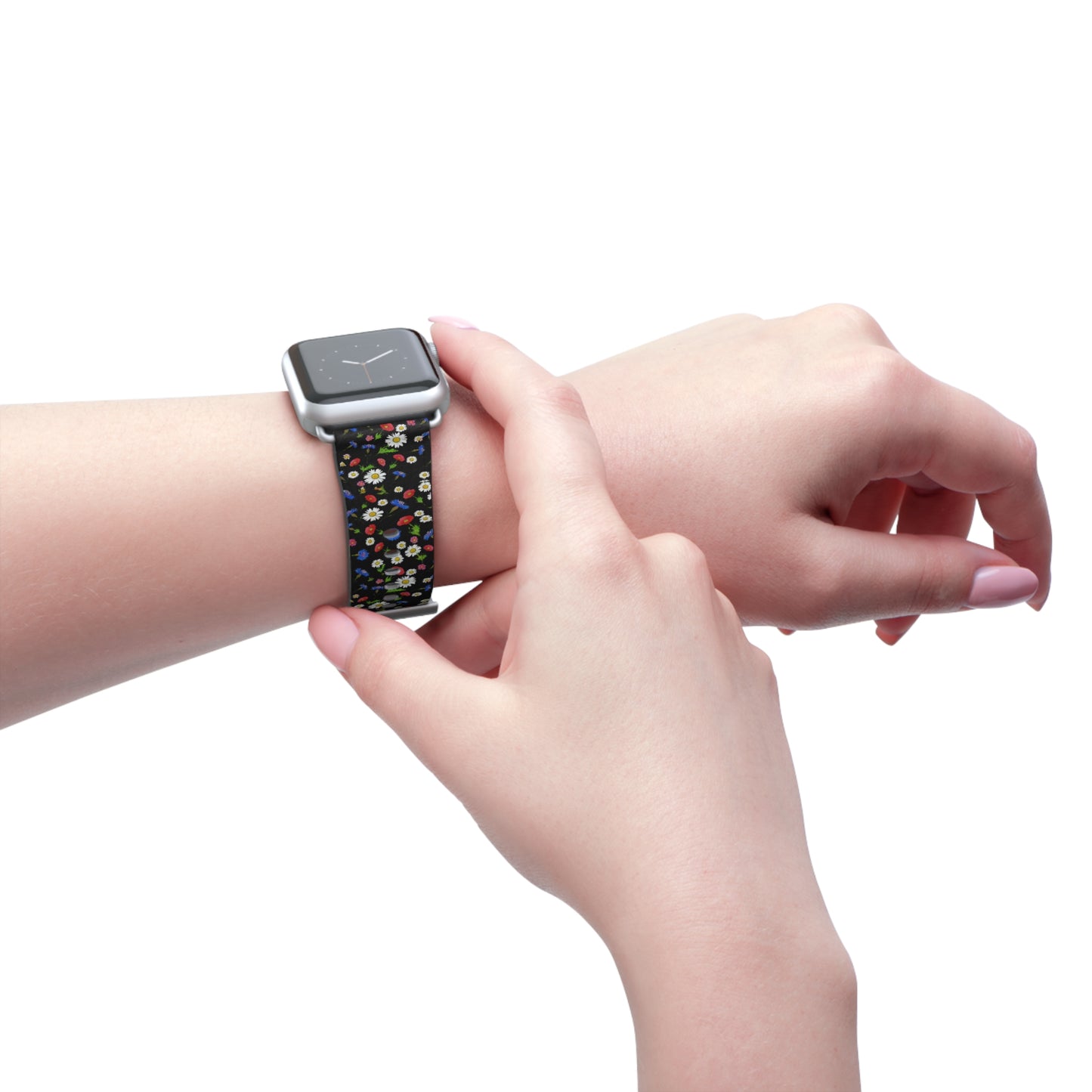 Floral Watch Band Black