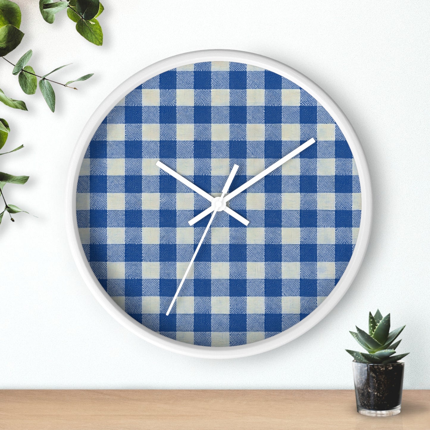 Heritage Check Wall Clock - Blue