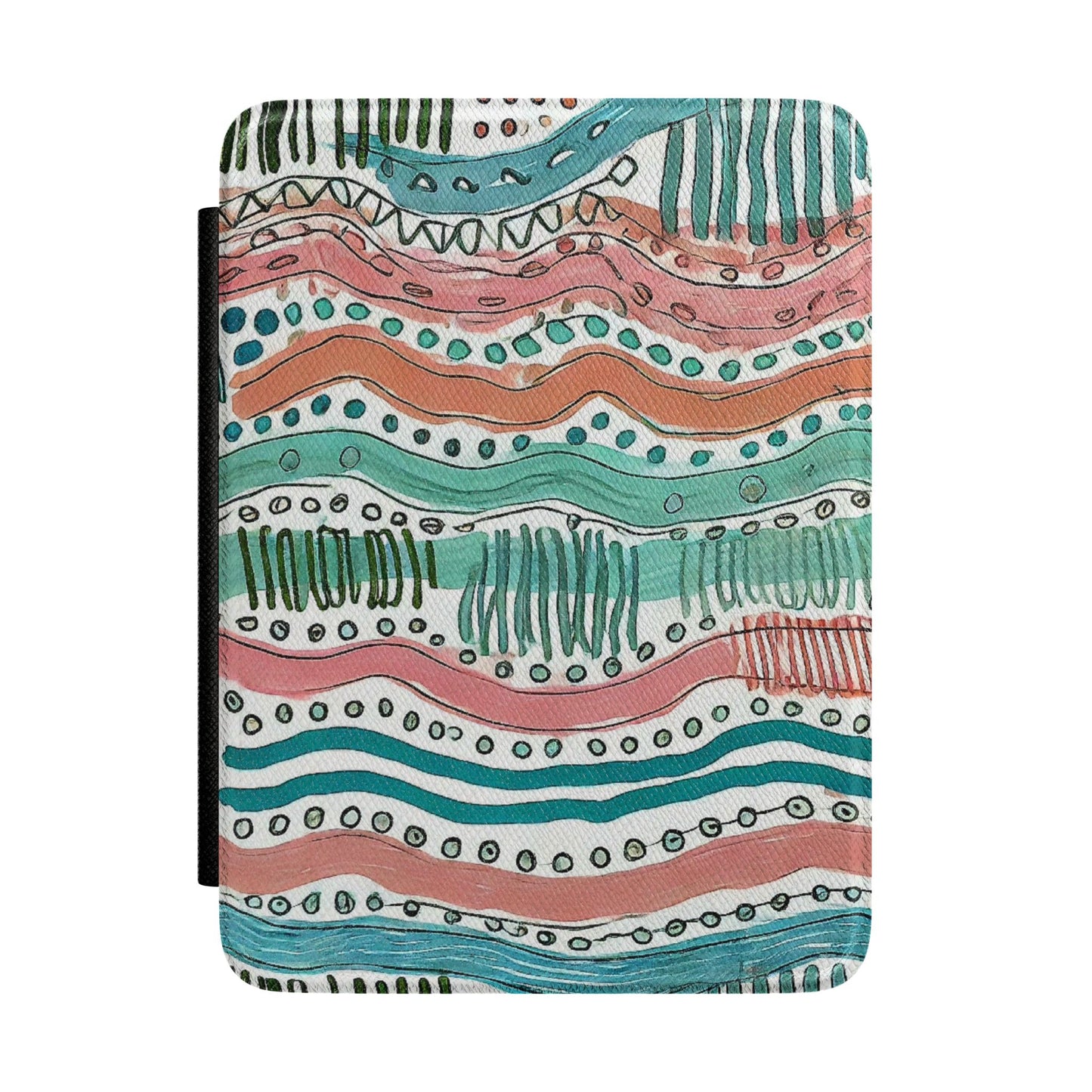 Boho Waves Kindle Case — Colorful Hand-Drawn Stripes Protective Cover
