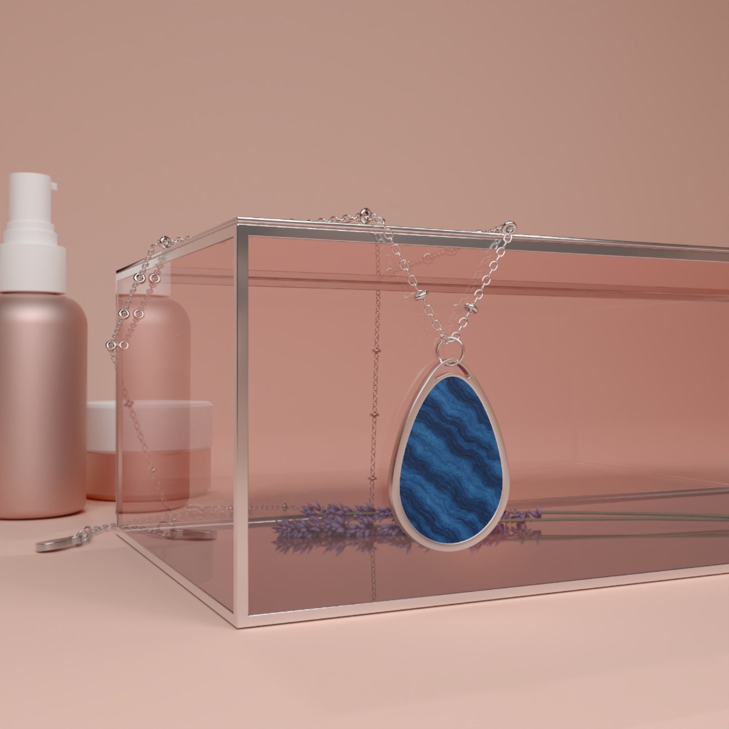 Wavy Stride Oval Necklace – Deep Indigo