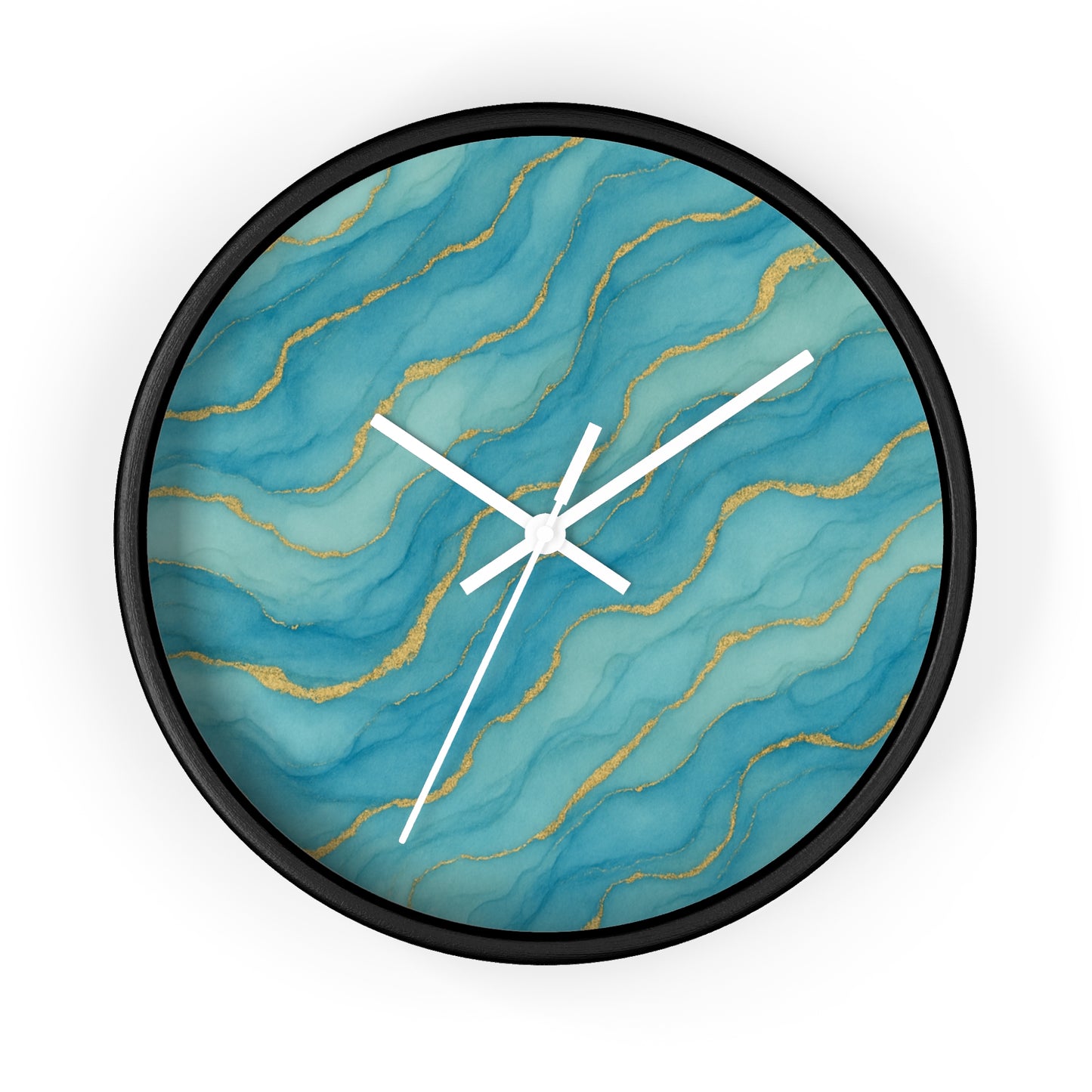 Marbled Flow Wall Clock – Aqua Vein