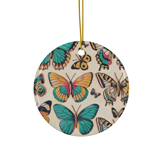 Butterfly Bliss Ceramic Ornament, 4 Shapes