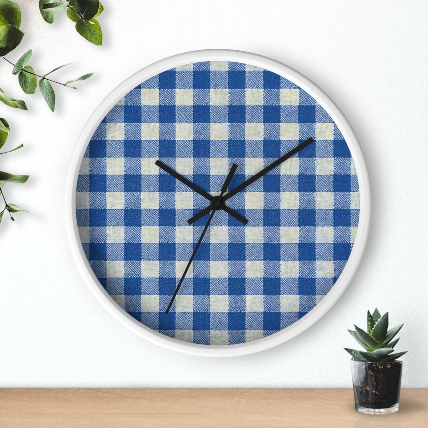 Heritage Check Wall Clock - Blue
