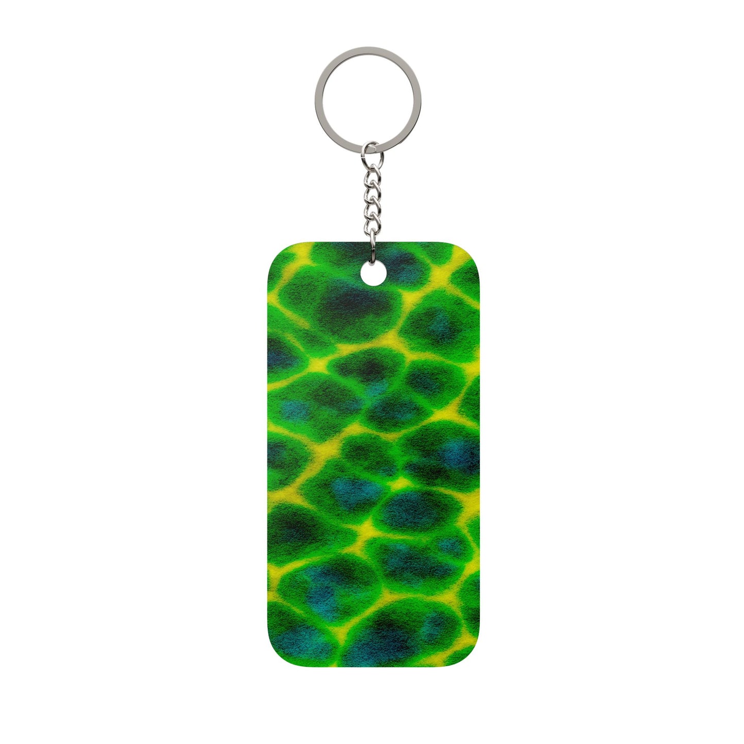 Green Water Mosaic Keychain Charm — Double-Sided Vibrant Ocean Texture