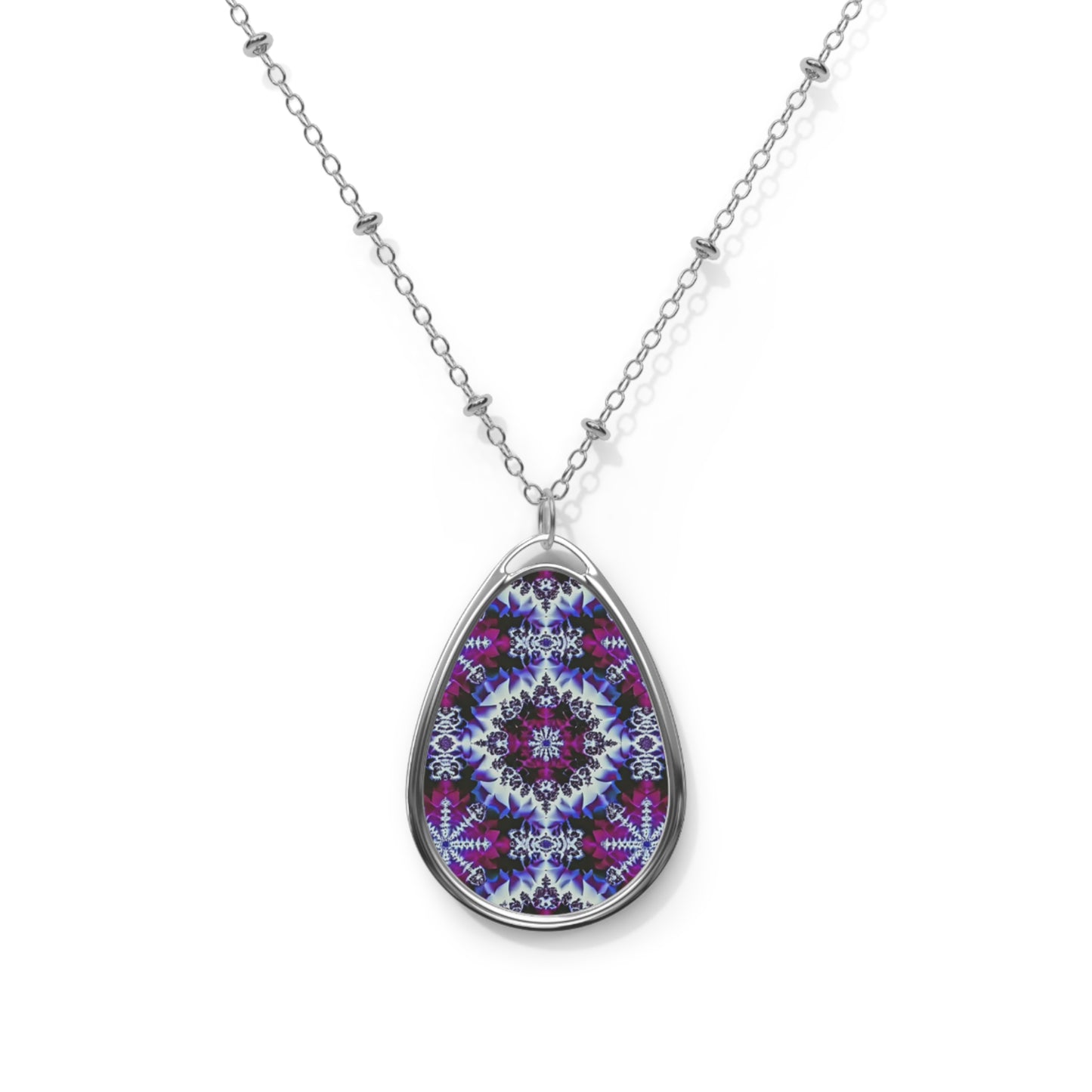 Colorful Mandala Oval Necklace for Boho Style Lovers