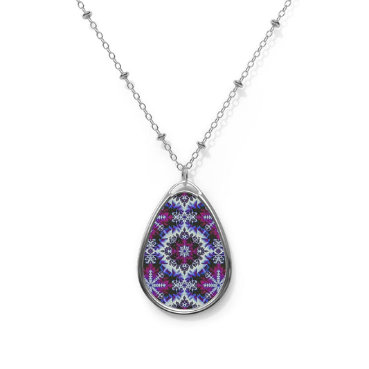 Colorful Mandala Oval Necklace for Boho Style Lovers