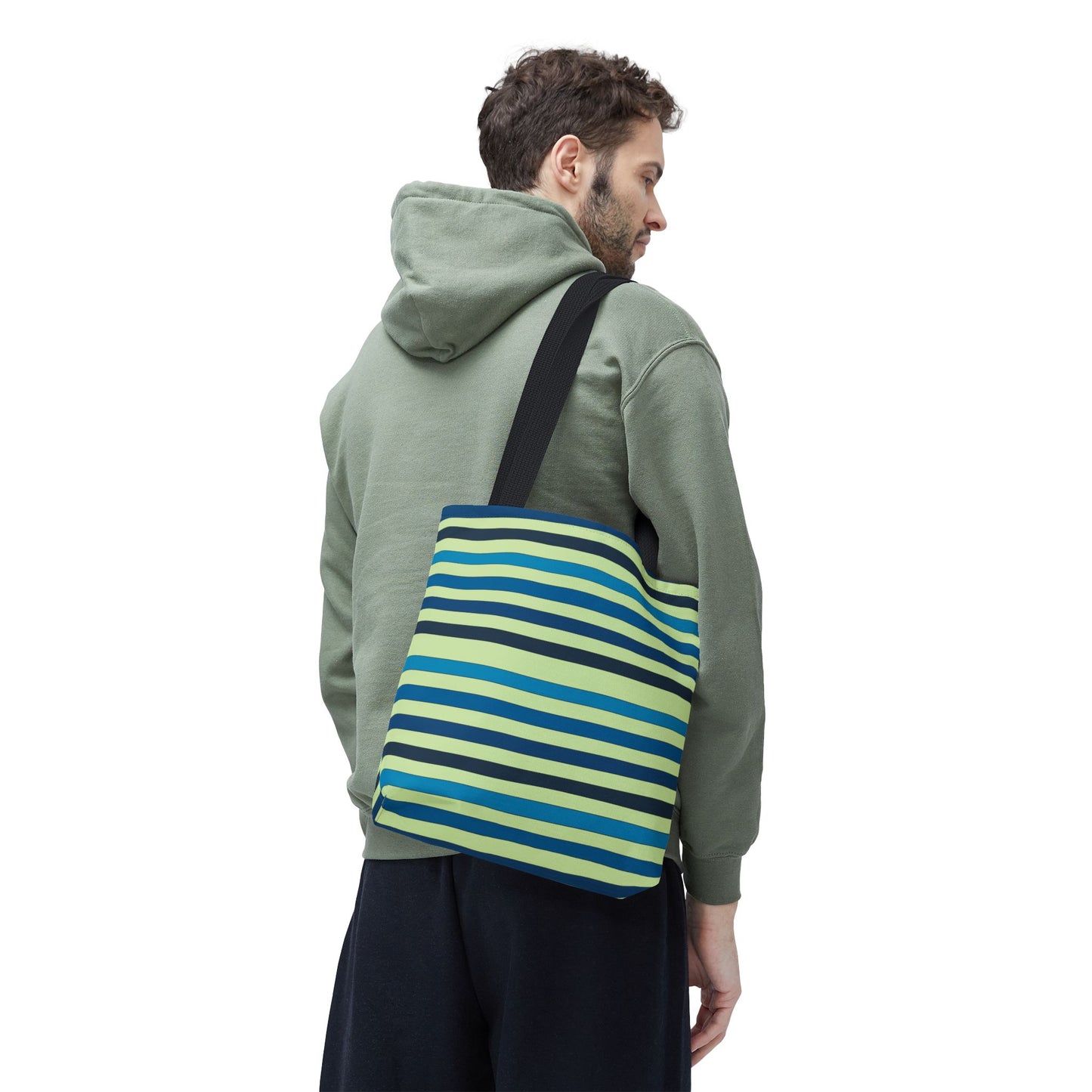 Green/Blue Ocean Breeze StripesTote Bag