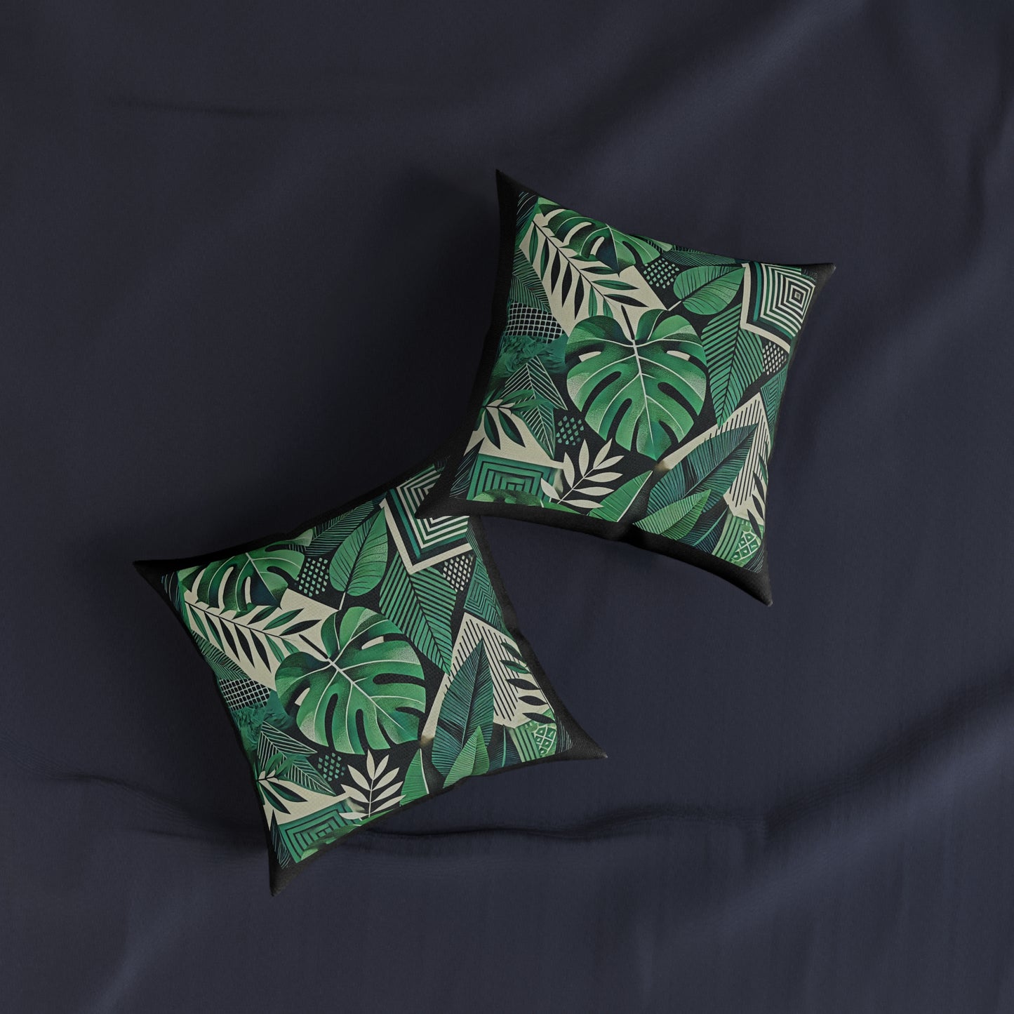 Tropical Leaf Patterned Square Pillow - Modern Home Decor Accent