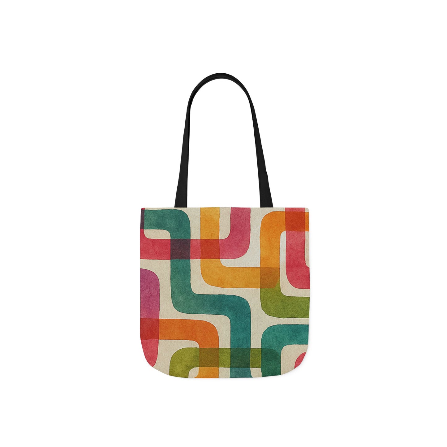 Retro Color Curves Canvas Tote Bag with 5-Color Straps -