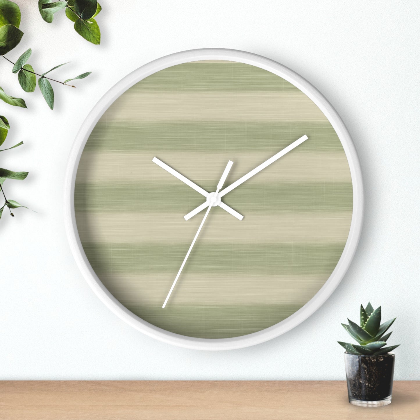 Loom Light Stripes Wall Clock – Sage Fade