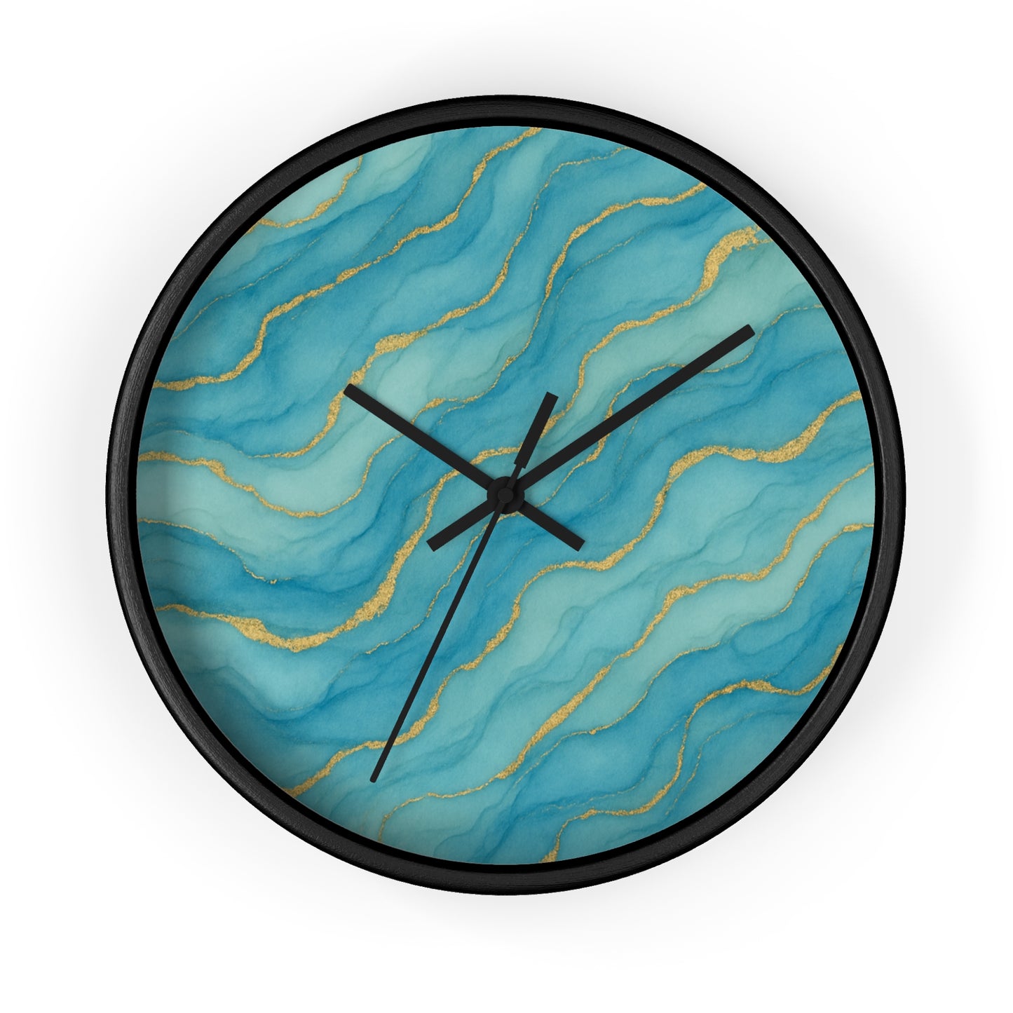Marbled Flow Wall Clock – Aqua Vein