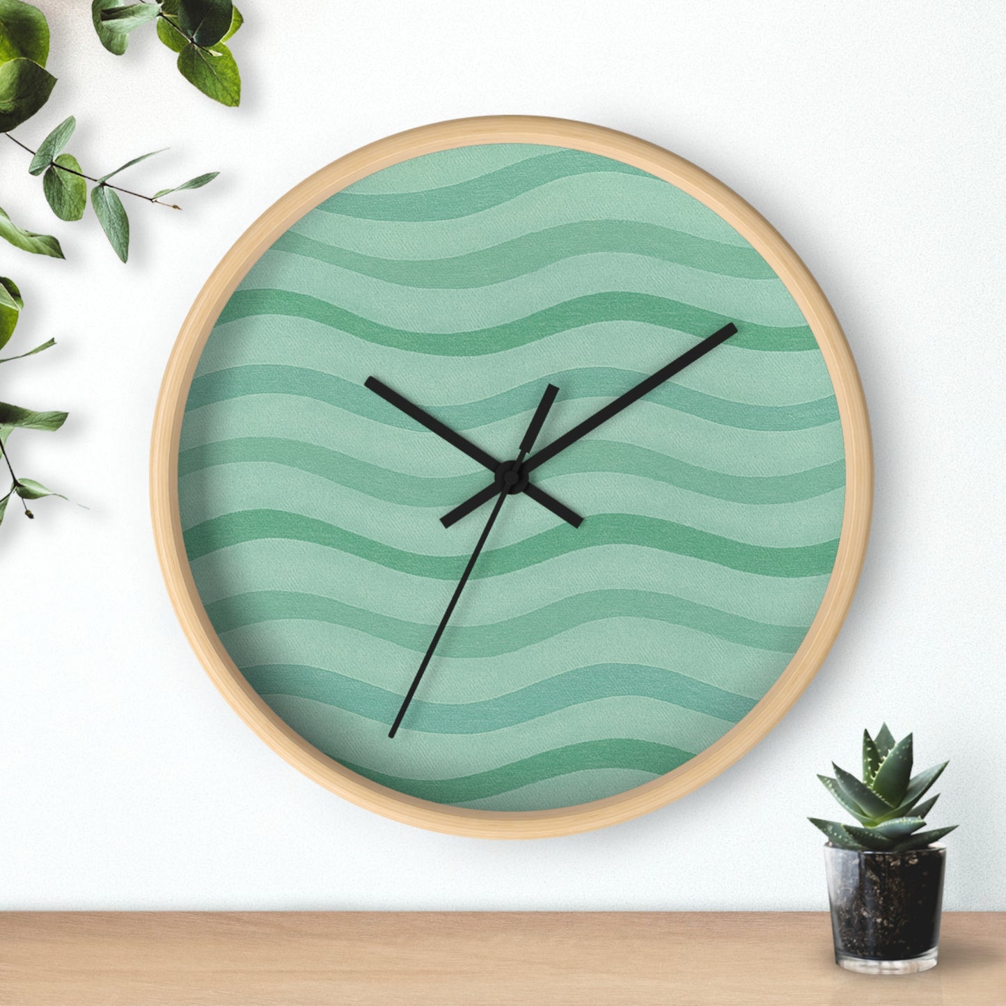 Wavy Stride Wall Clock - Green Meadow